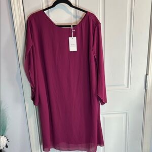 Grace Karin Elegant Long Sleeve Dress in Magenta